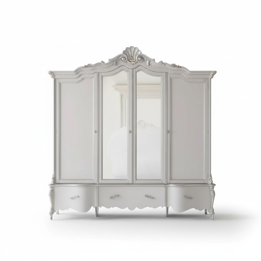 ViertÃ¼riger WeiÃer Klassischer Kleiderschrank Massivholz SchrÃ¤nke Design