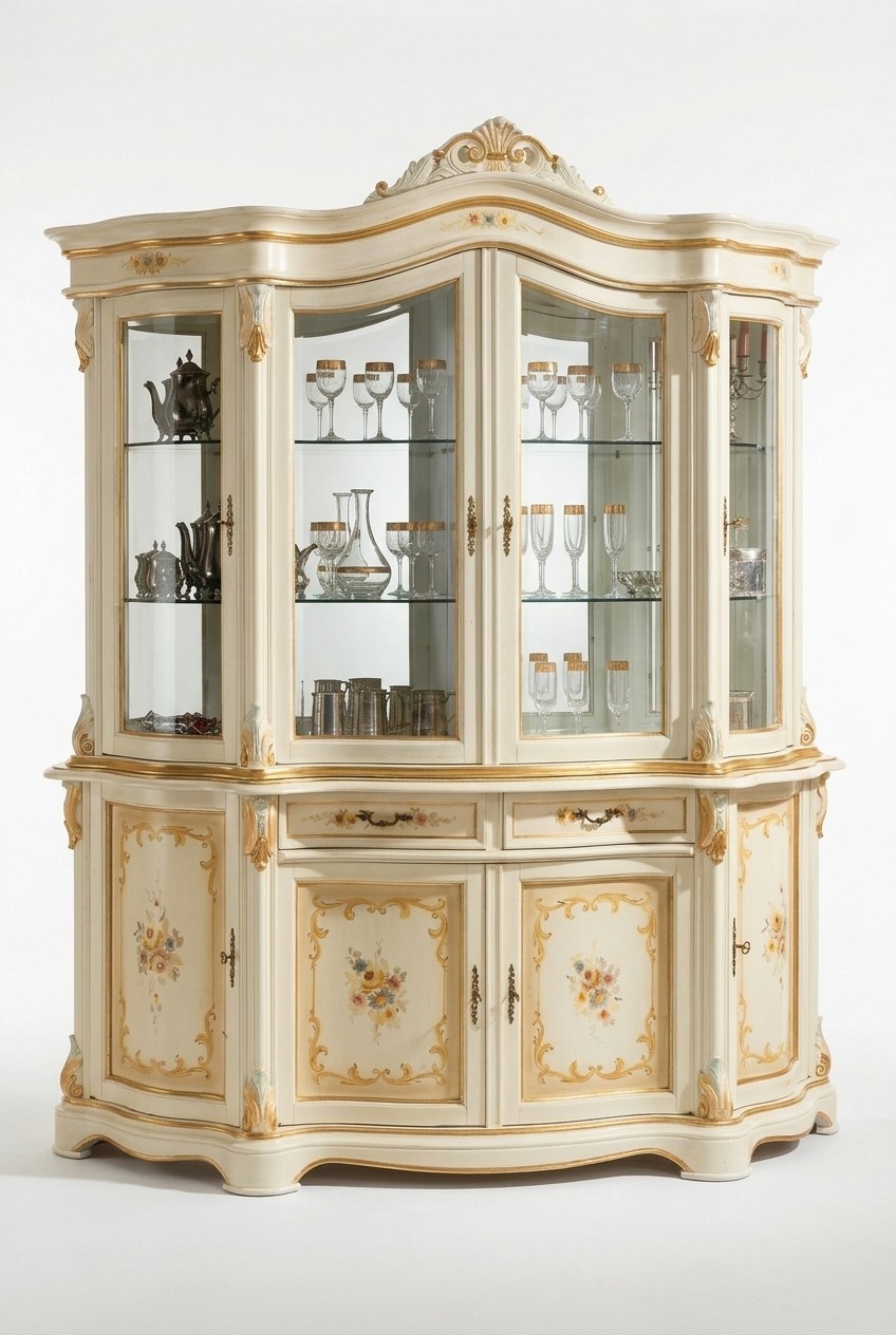 Vitrinen Glas Schrank Vitrine Wohnzimmer Holz Anrichte Italienische MÃ¶bel Regal