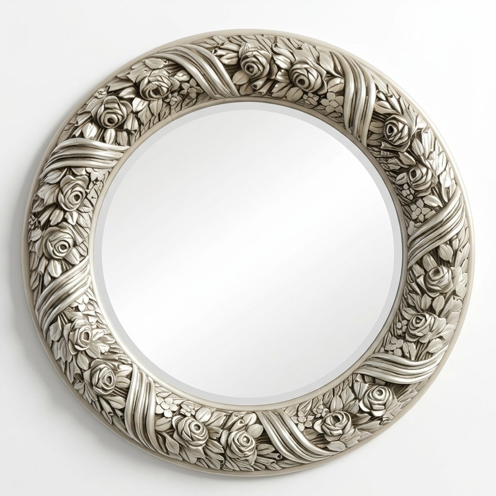 Wandspiegel Spiegel Rund Spieglein Silber Barock Rokoko MÃ¶bel Italien 60cm Holz