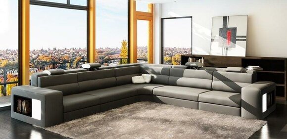 Ecksofa Sofa Couch Polster Leder Garnitur Wohn Weiden Wohnlandschaft Ecke