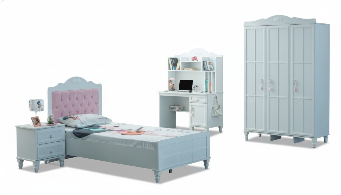 WeiÃ Gruppe Kinderbett KindermÃ¶bel Kinderzimmer Bett Holz Set 4tlg