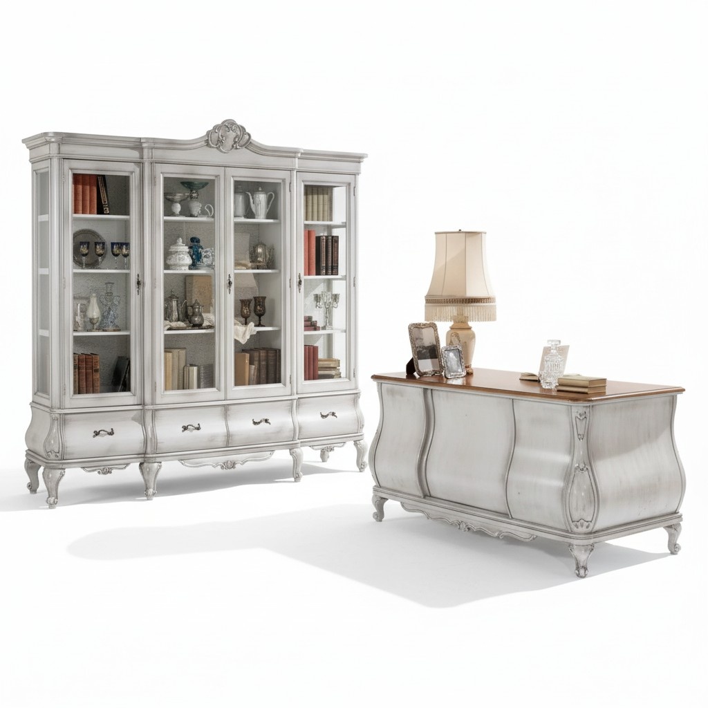 WeiÃe BÃ¼ro MÃ¶bel Schreibtisch BÃ¼cherregal Luxus Tisch Regal Einrichtung