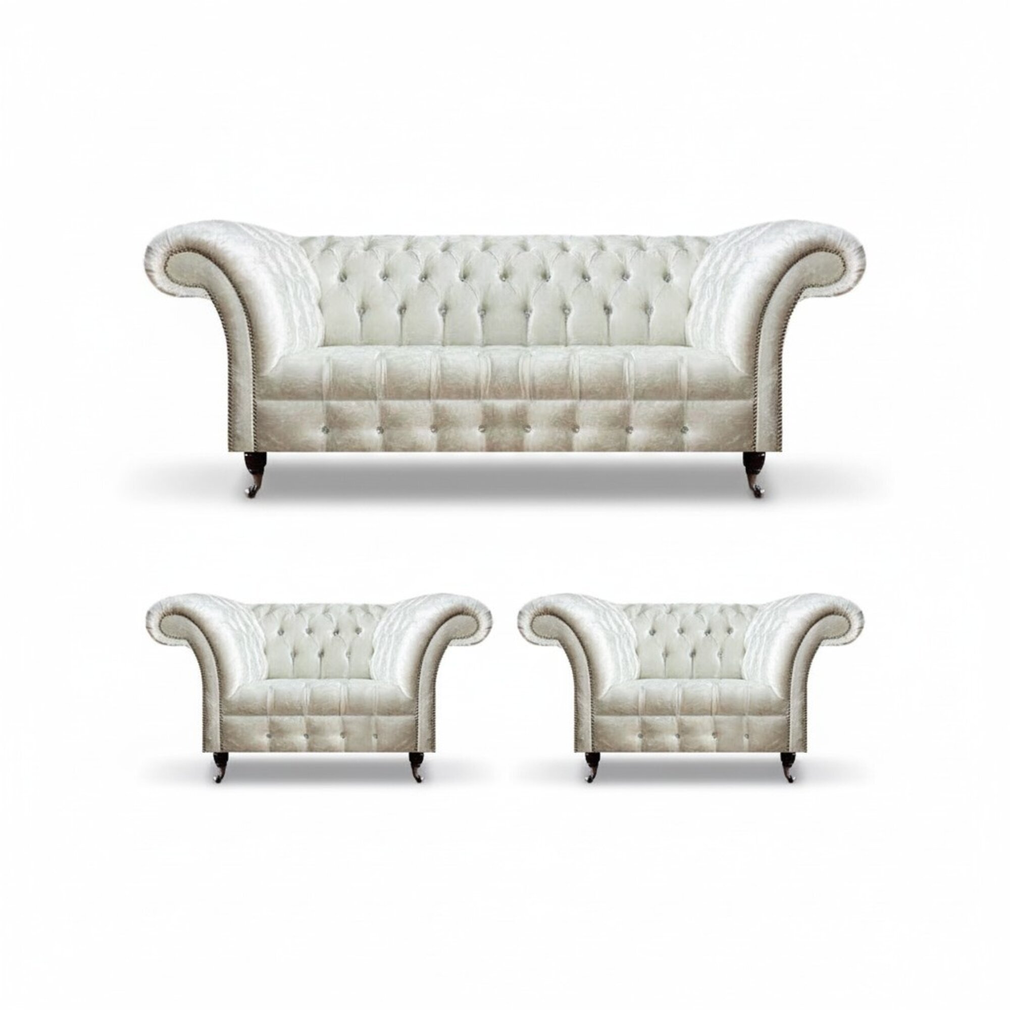 WeiÃe Chesterfield Sitzgarnitur 2x Designer Sessel Komplette SitzmÃ¶bel