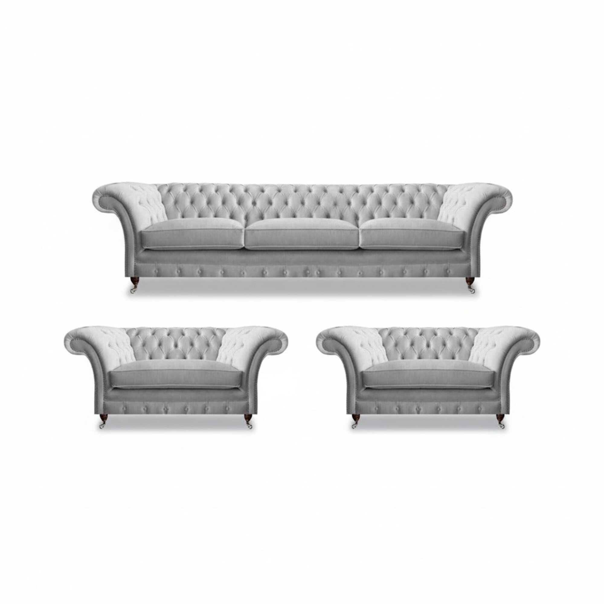 WeiÃe Chesterfield Textilgarnitur Polstercouchen Wohnzimmer Sessel 3tlg