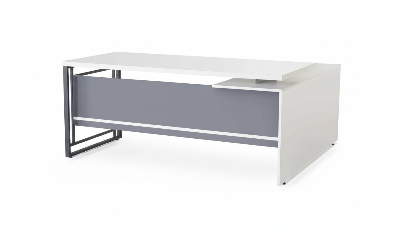 WeiÃer BÃ¼rotisch Arbeitszimmer Holz L-Form Eckschreibtisch Laptoptisch