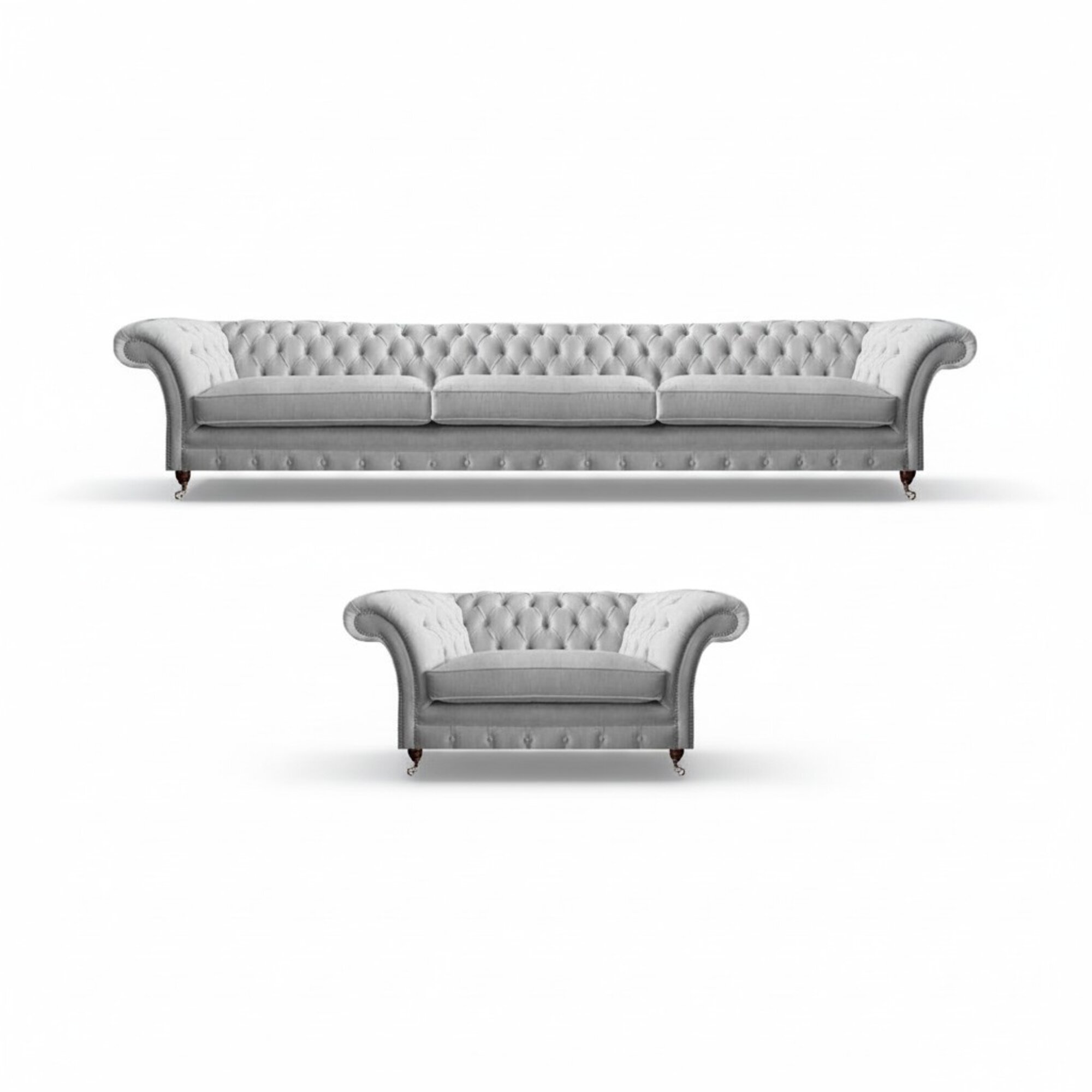 WeiÃer Chesterfield Dreisitzer LuxuriÃ¶ser Wohnzimmer Polstersessel 2tlg