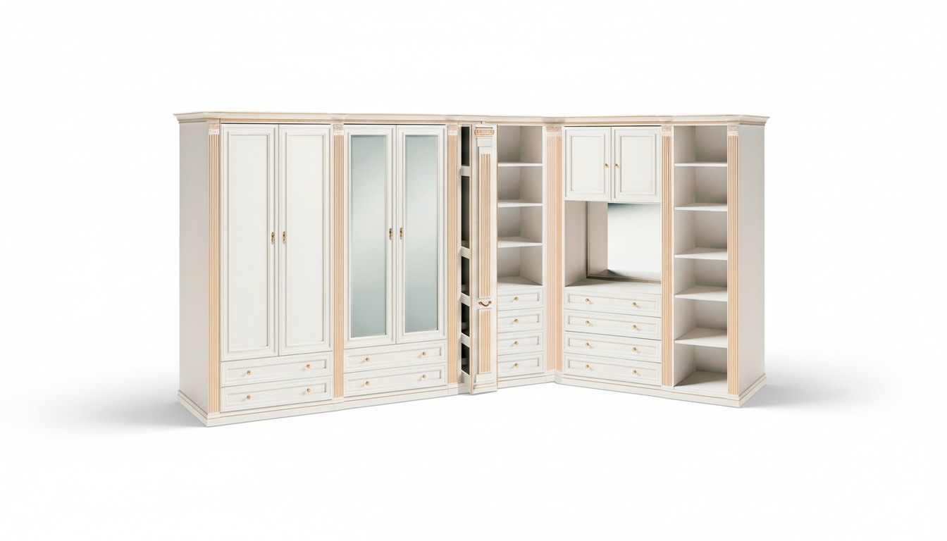 WeiÃer Edler Eckschrank Massivholz SchrÃ¤nke Schlafzimmer Kommode Spiegel