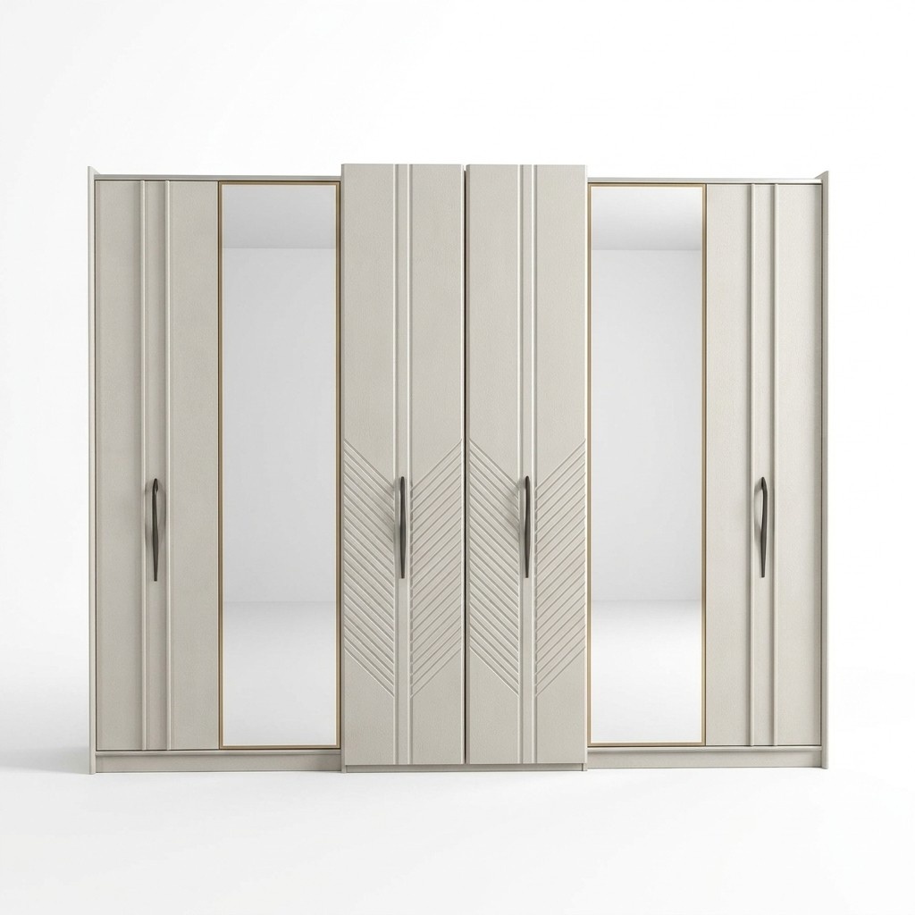 WeiÃer Moderner Kleiderschrank Schlafzimmer 4-tÃ¼riger Holz Schrank