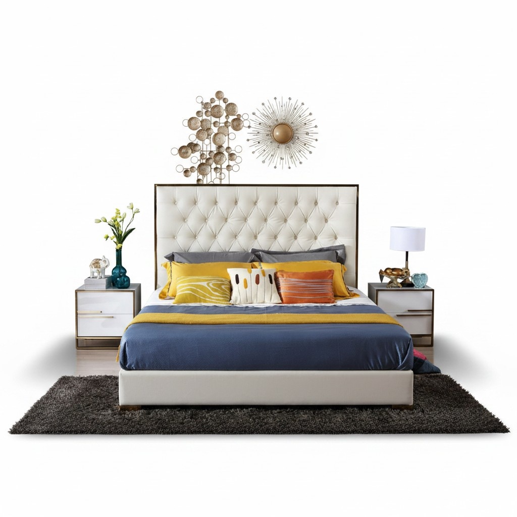 WeiÃes Chesterfield GroÃes Bett Schlafzimmer MÃ¶bel Designer Betten Neu