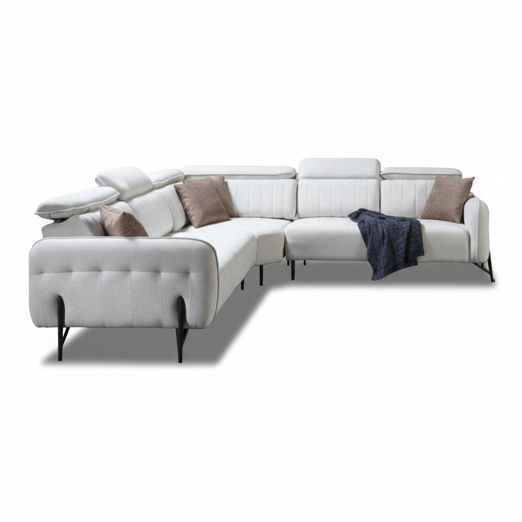 WeiÃes Ecksofa LuxuriÃ¶se Polstercouch Designer Wohnzimmer Edle MÃ¶bel
