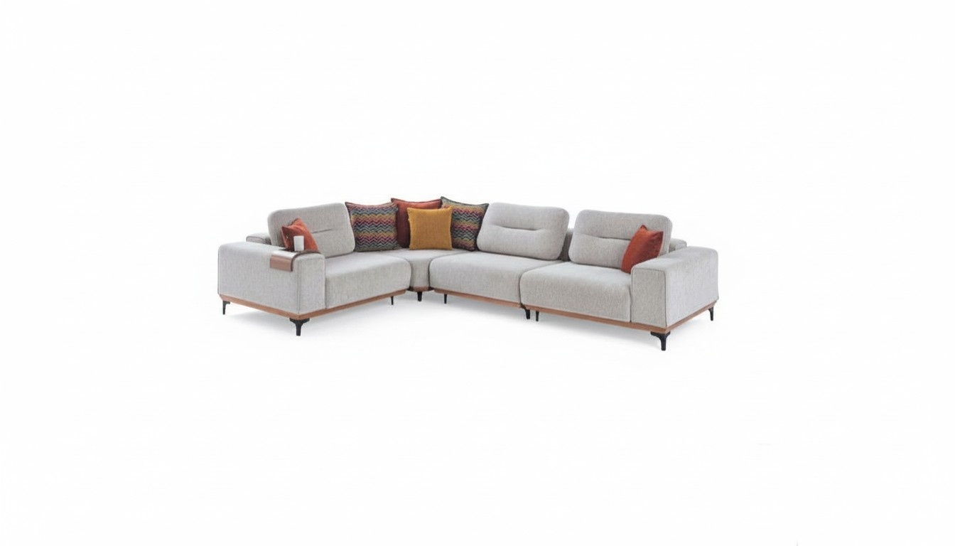 WeiÃes Ecksofa Moderne L-Form Couch Wohnzimmer Polstersofas Holzgestell