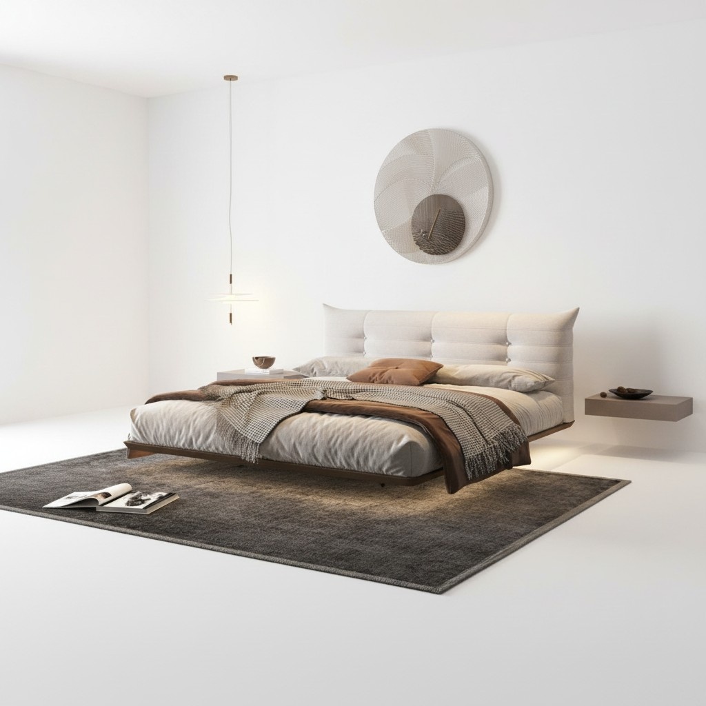 WeiÃes Schlafzimmer Bett Designer Wandbett LED-Betten Holzgestell MÃ¶bel