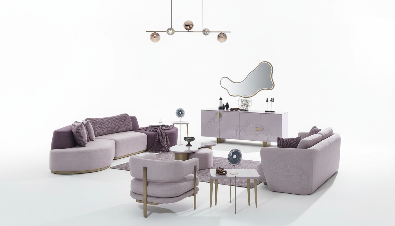 Wohnlandschaft Sofagarnitur GroÃe Rosa Stoffsofas Modern Set 5tlg Sofa