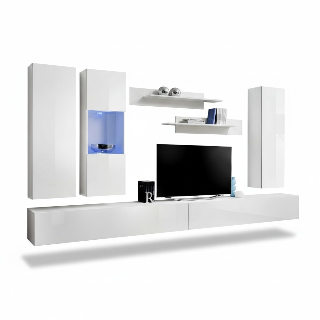 Wohnwand Holz Wohnzimmer MÃ¶bel WeiÃ TV StÃ¤nder Moderne Design Wand Regale