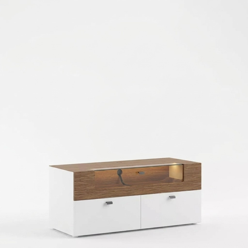 Wohnwand TV StÃ¤nder weiÃ RTV Lowboard Vitrine Holz Modern Wohnzimmer