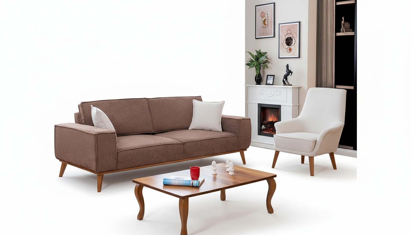 Wohnzimmer Beiger Dreisitzer LuxuriÃ¶ser WeiÃer Einsitzer 2tlg Garnitur