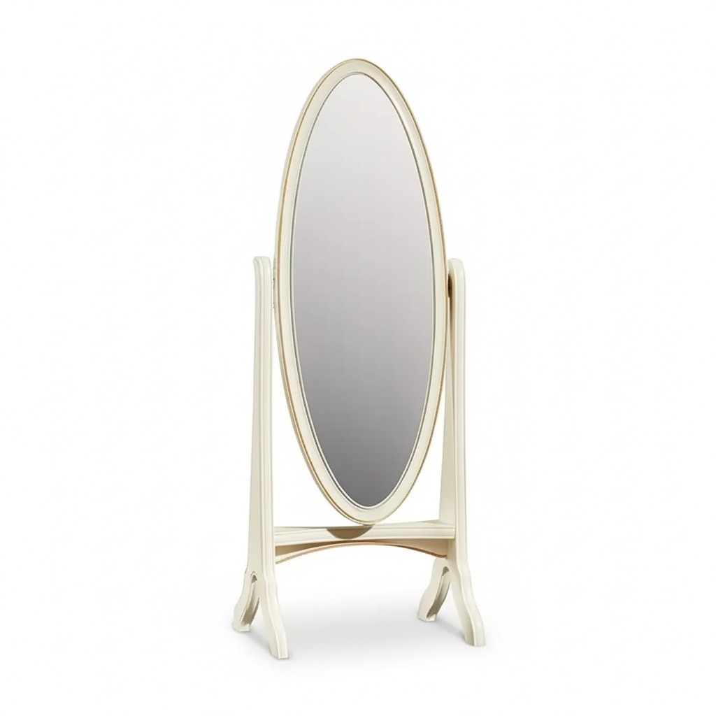 Wohnzimmer Bodenspiegel Spieglein Holzrahmen Oval weiÃ Standspiegel Spiegel