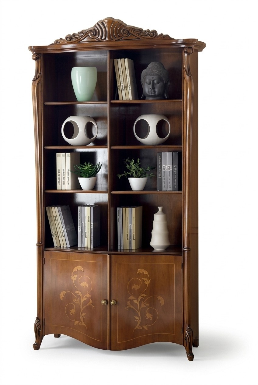 Wohnzimmer BÃ¼cherregal Klassische braune MÃ¶bel Holzregale
