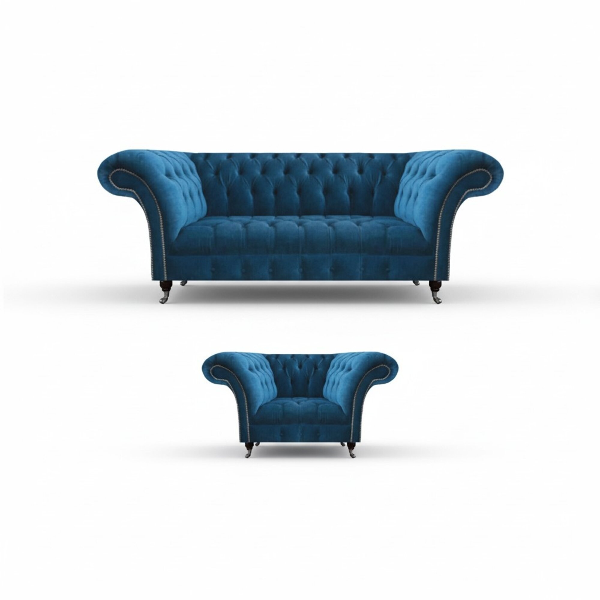 Wohnzimmer Chesterfield Blaue Sofagarnitur StoffmÃ¶bel Polstercouchen