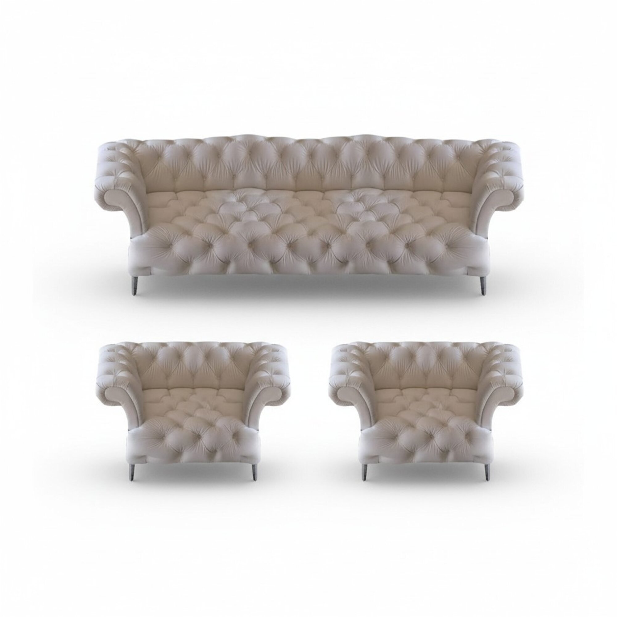 Wohnzimmer Chesterfield WeiÃ Set 3tlg Design Modern PolstermÃ¶bel Leder Neu