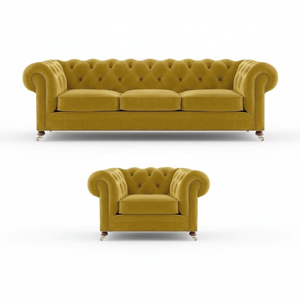 Wohnzimmer Garnituren Sofa Couch Dreisitze Chesterfield Luxus Sessel