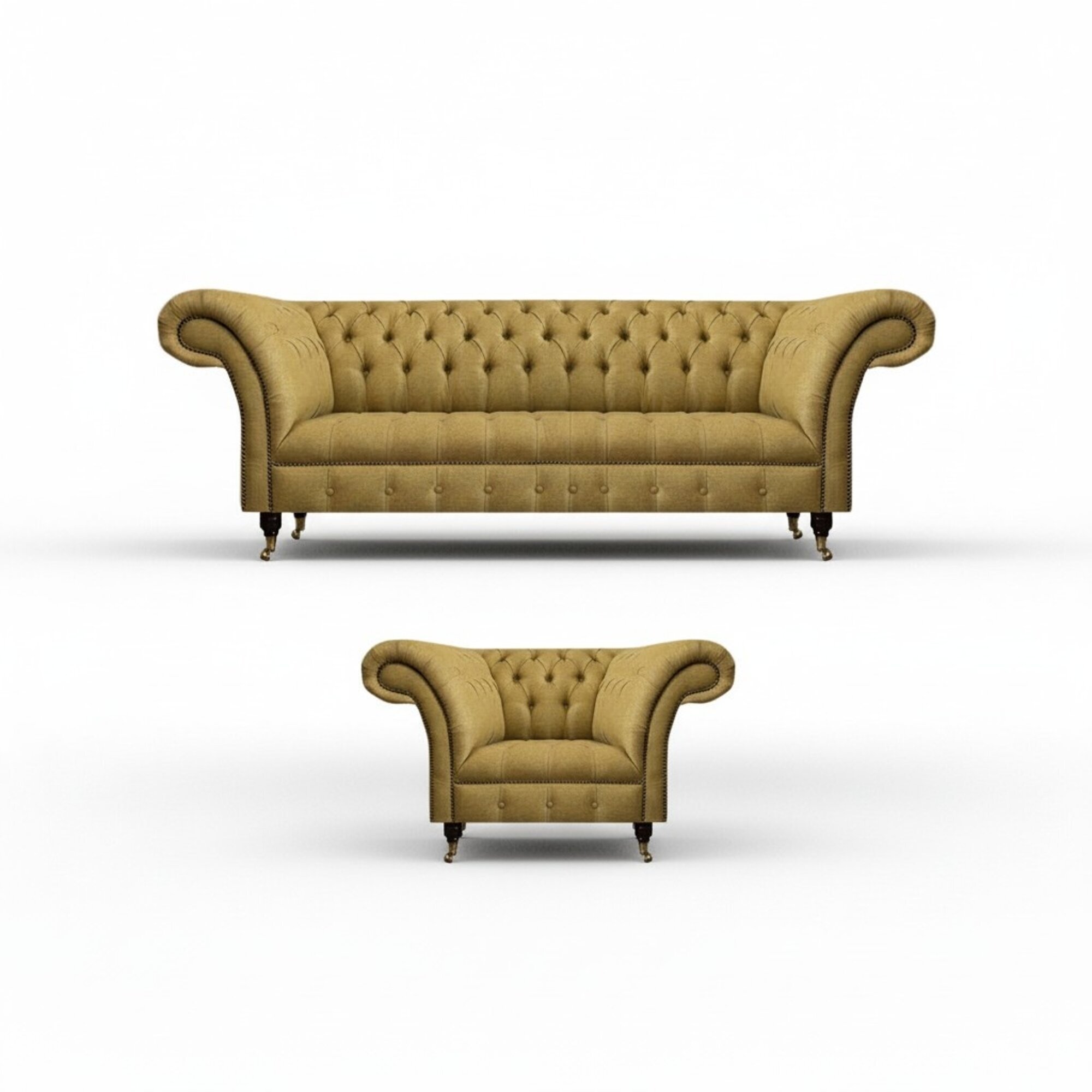 Wohnzimmer Gelbe Chesterfield Garnitur Dreisitzer Polster Sessel MÃ¶bel
