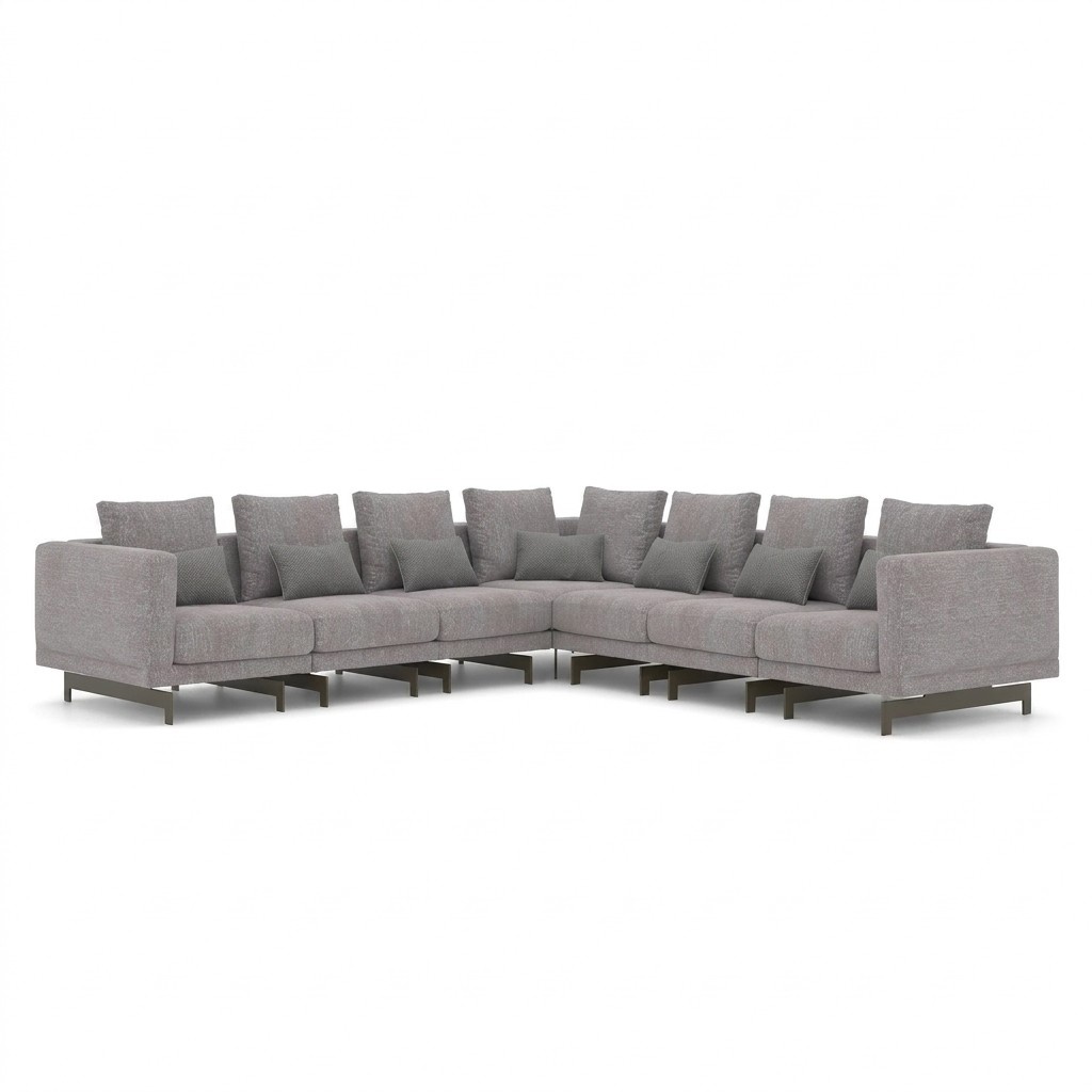 Wohnzimmer Grau Ecksofa L-Form Designer Couch Textil MÃ¶bel Polstersofa Neu