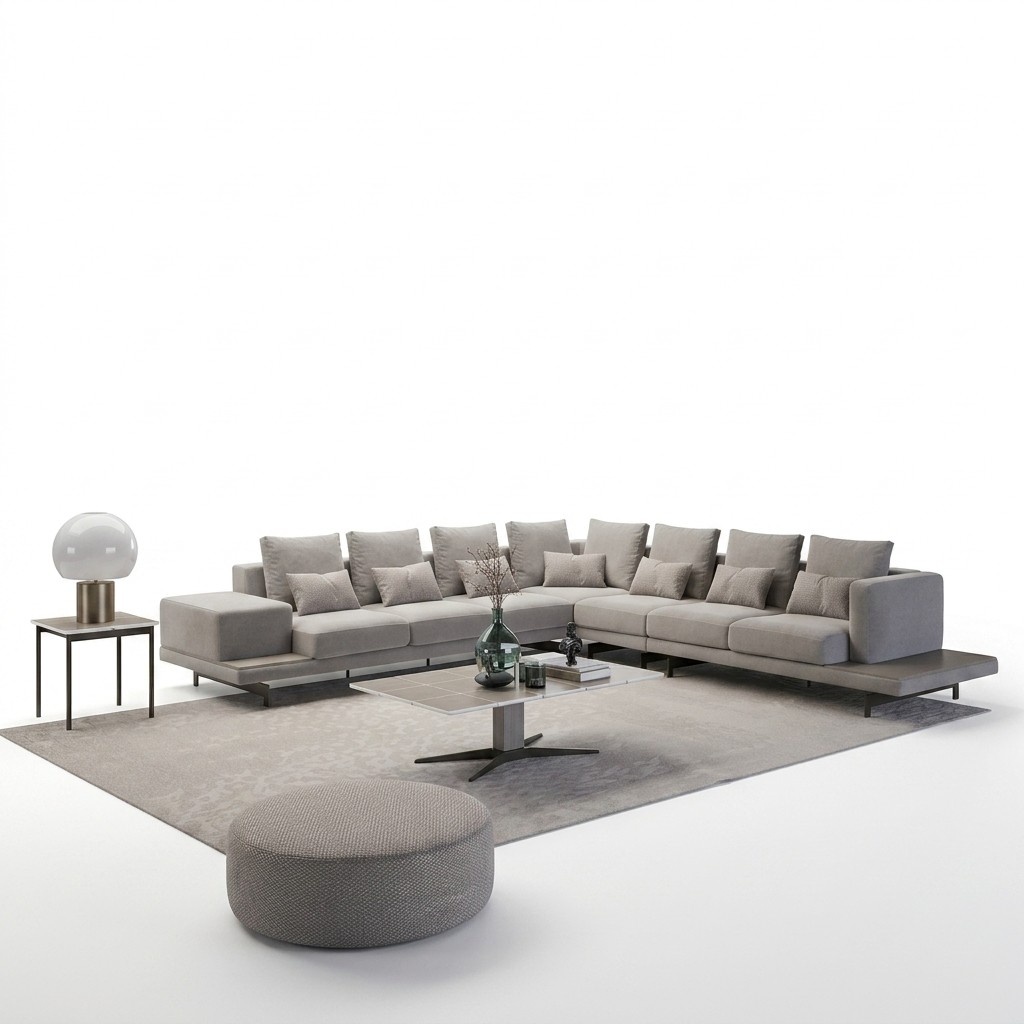 Wohnzimmer Grau PolstermÃ¶bel Ecksofa L-Form Couchtisch Beistelltisch
