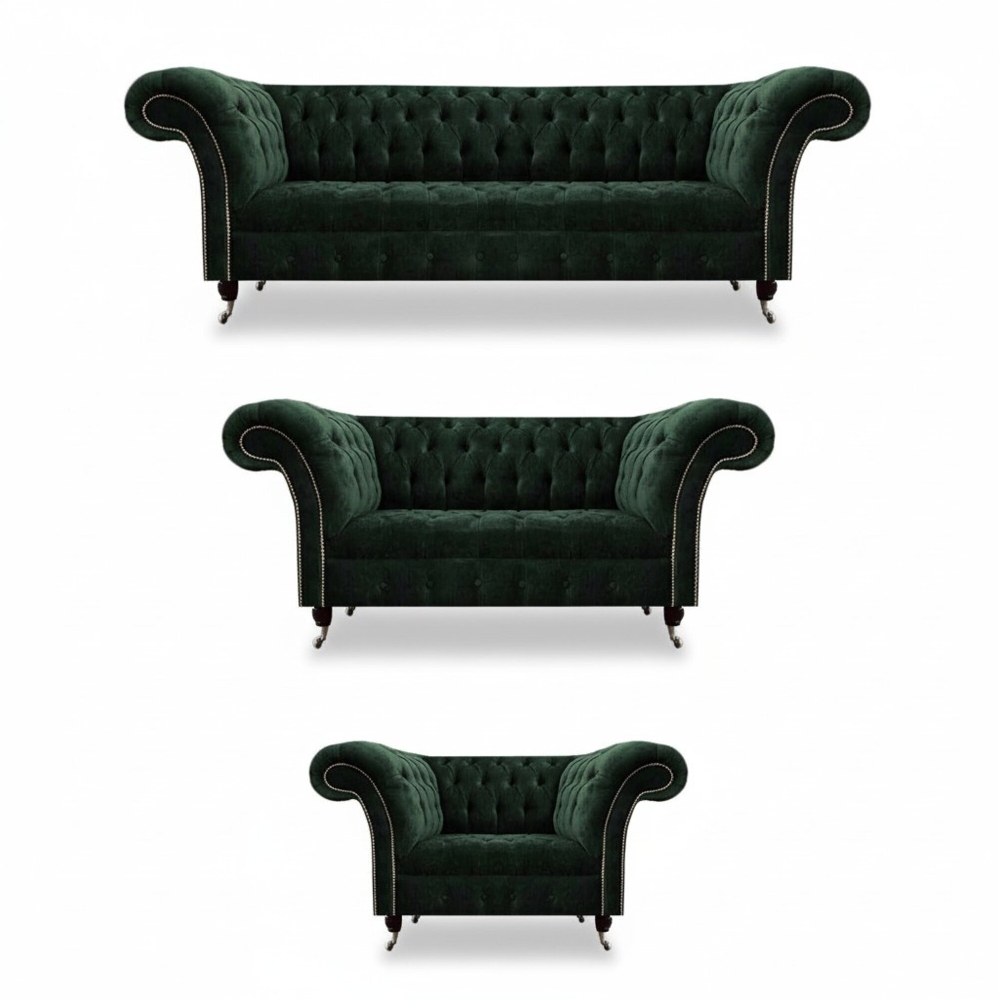 Wohnzimmer GrÃ¼n LuxuriÃ¶se Textil Sofas Komplett 3tlg Chesterfield PolstermÃ¶bel