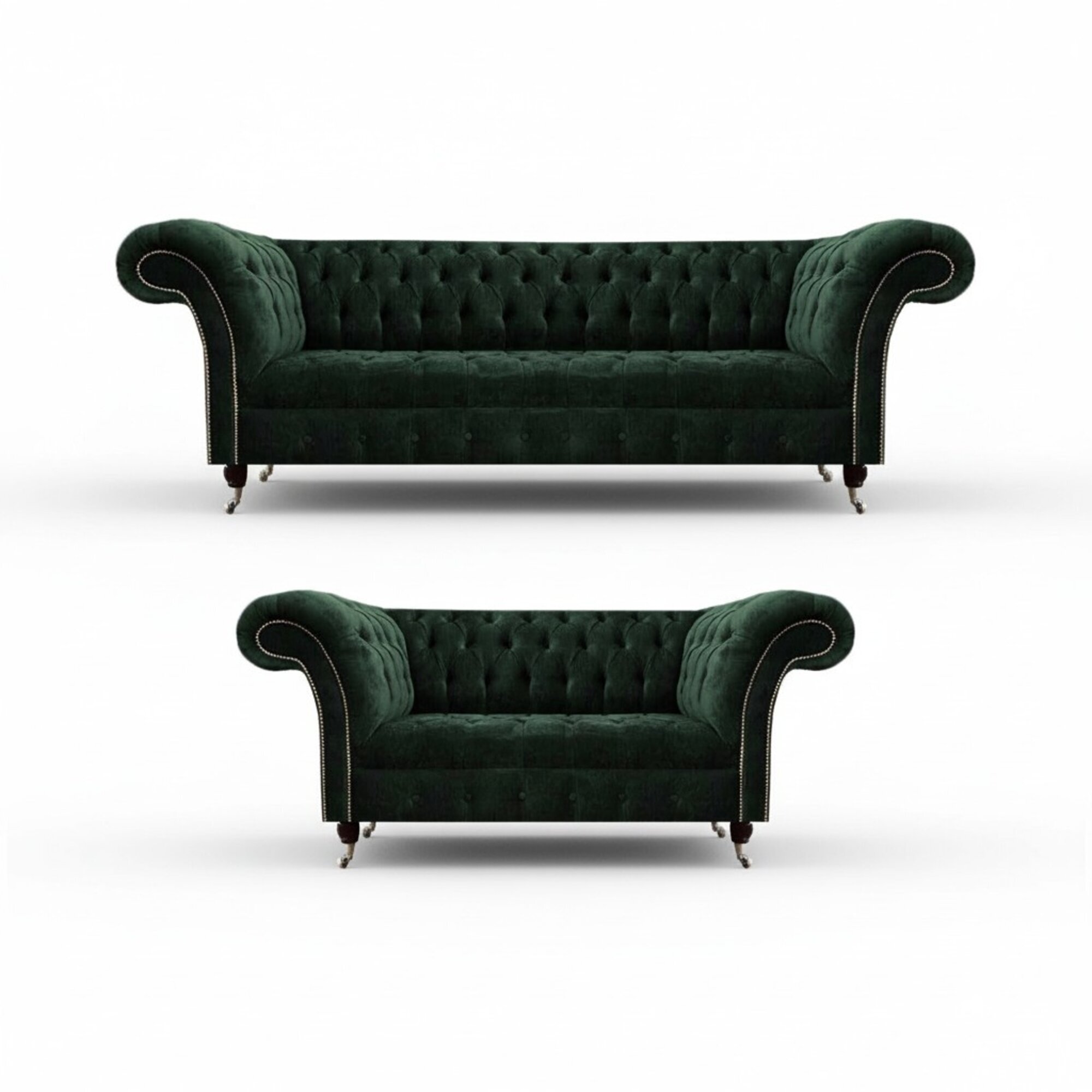 Wohnzimmer Komplett 2x Sofas 3+2 Sitzer GrÃ¼n LuxuriÃ¶se PolstermÃ¶bel