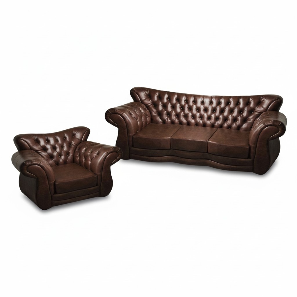 Wohnzimmer Luxus PolstermÃ¶bel Braun Sofa Dreisitze Couch Sessel Einrichtung