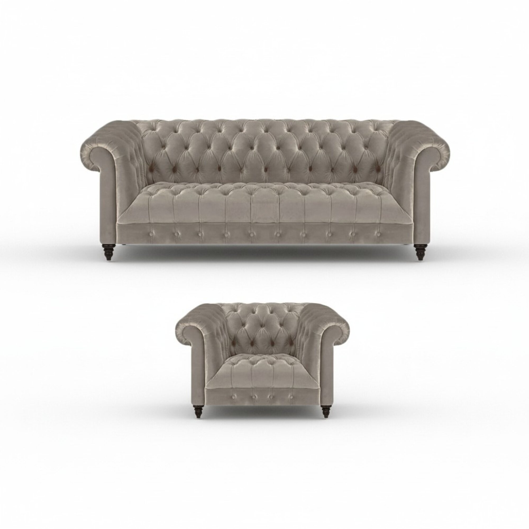 Wohnzimmer Luxus Set 2tlg Grau Einrichtung PolstermÃ¶bel Chesterfield Neu