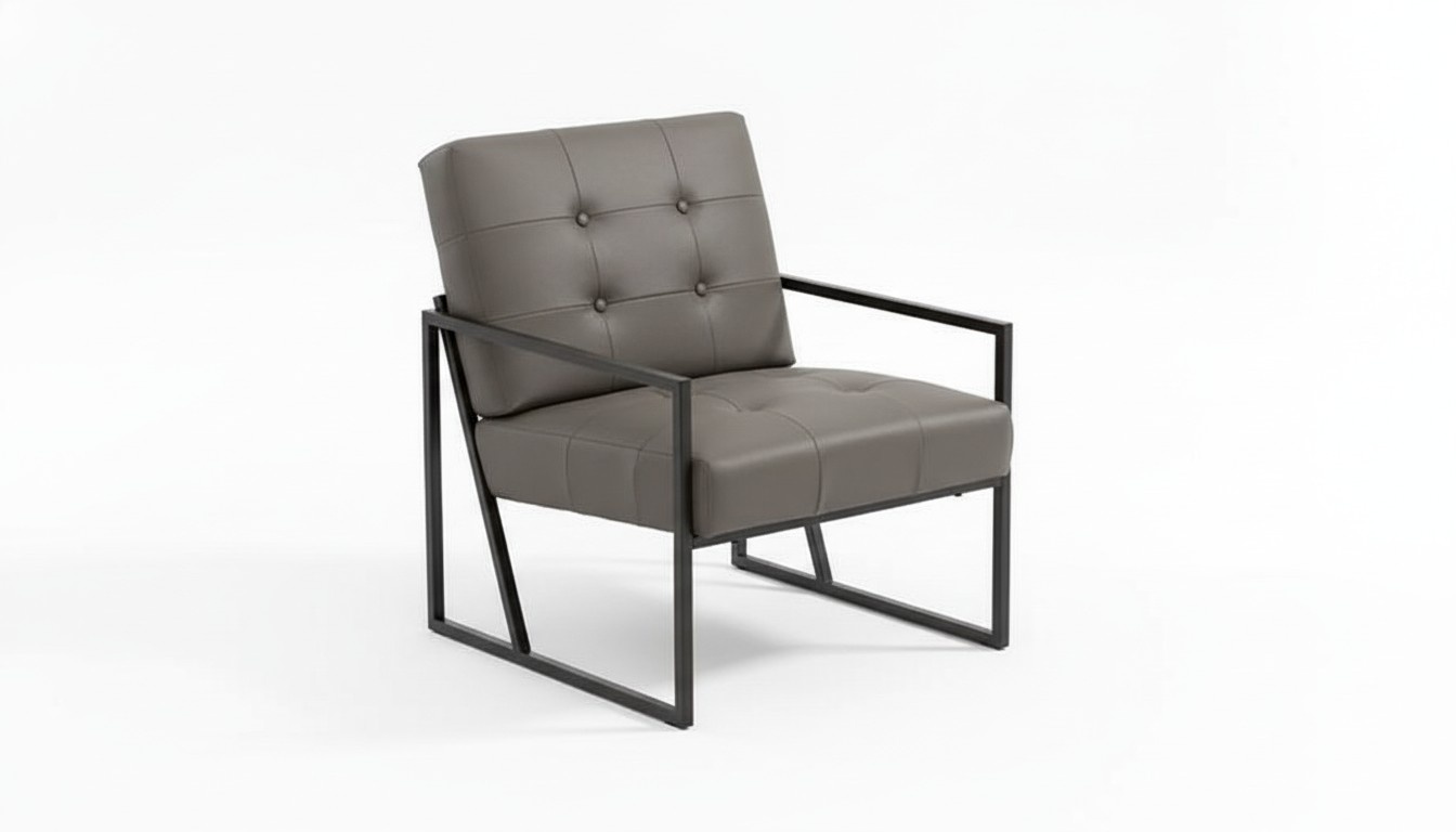 Wohnzimmer Sessel Dunkelgrau 1-Sitzer Metallbeine + Textilpolsterung