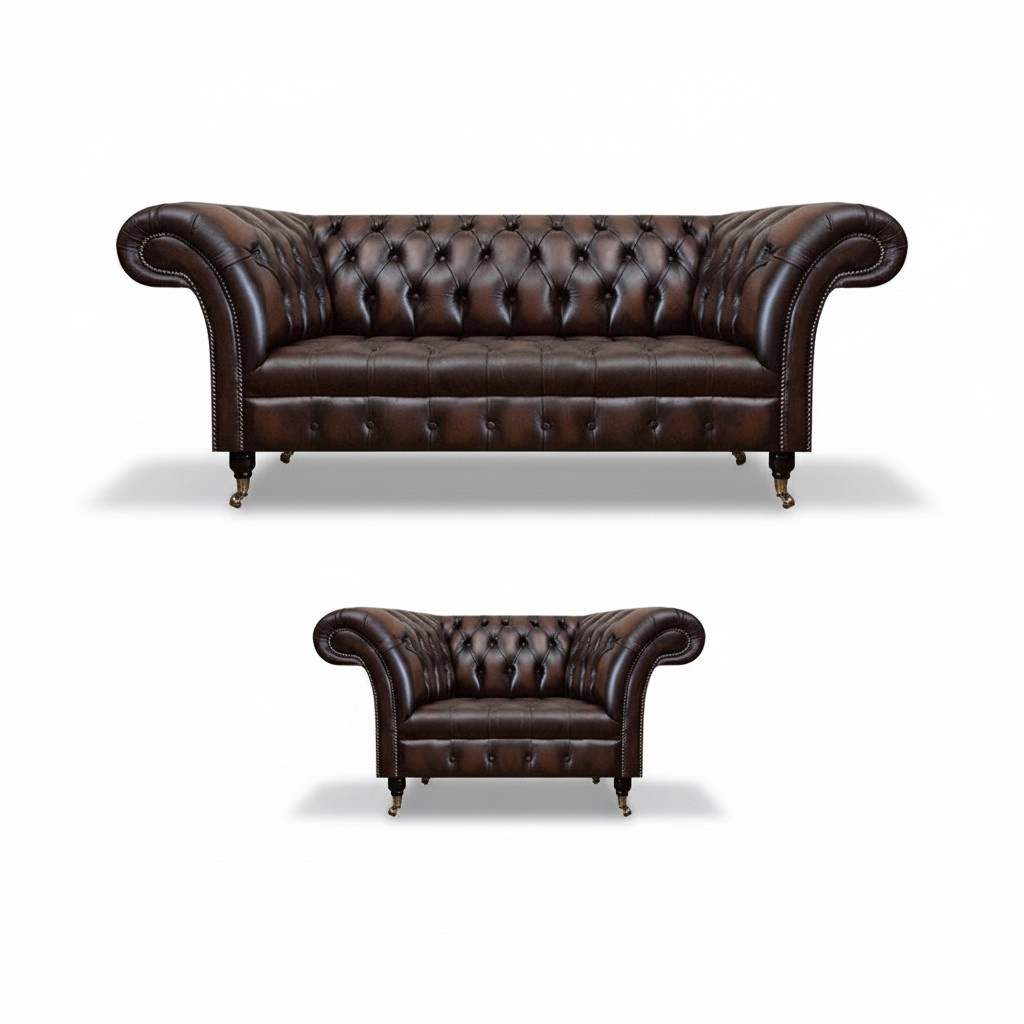 Wohnzimmer Set 2tlg Dreisitzer Sofa Couch Chesterfield Sessel Neu PolstermÃ¶bel