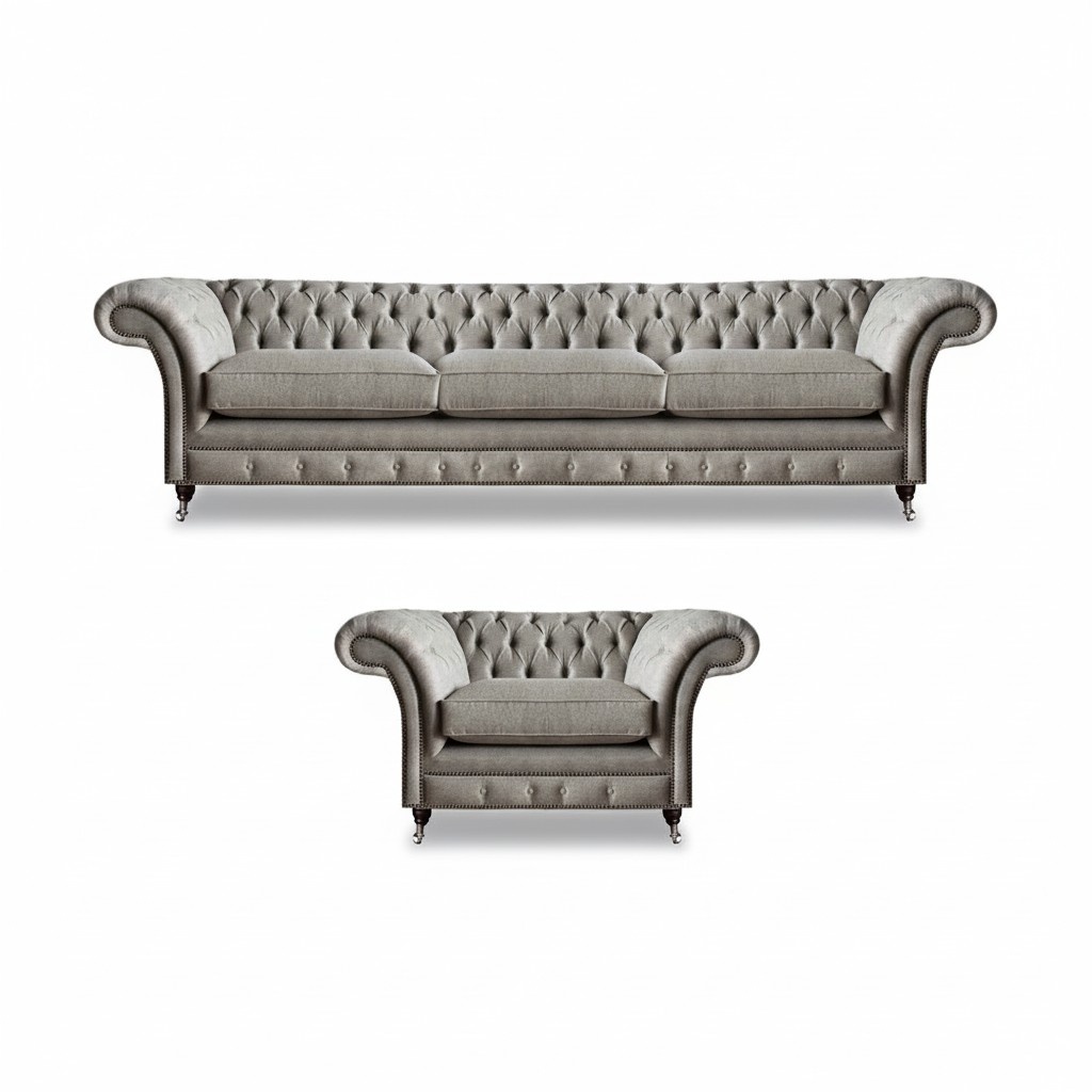Wohnzimmer Set 2tlg Sofa Dreisitze SitzmÃ¶bel Sessel Design Chesterfield