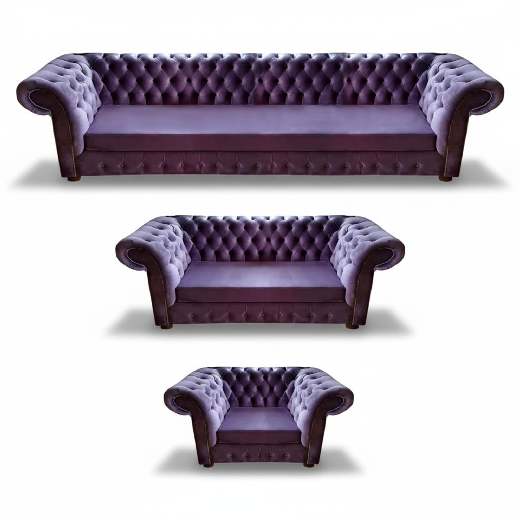 Wohnzimmer Set 3tlg Chesterfield Lila Neu Design Komplett MÃ¶bel Einrichtung
