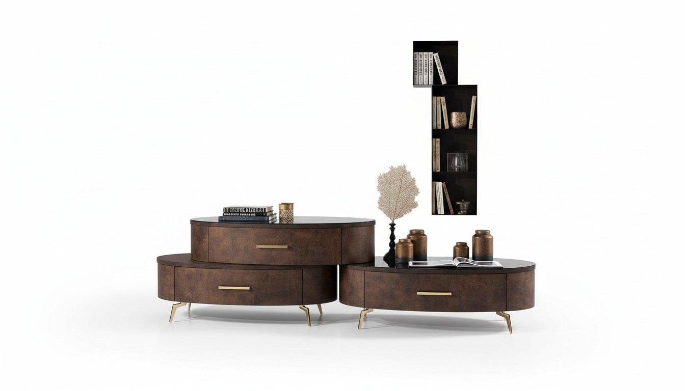 Wohnzimmer Set Design 2x Kommode Wandregal Wohnwand Regal SchrÃ¤nke 4tlg.