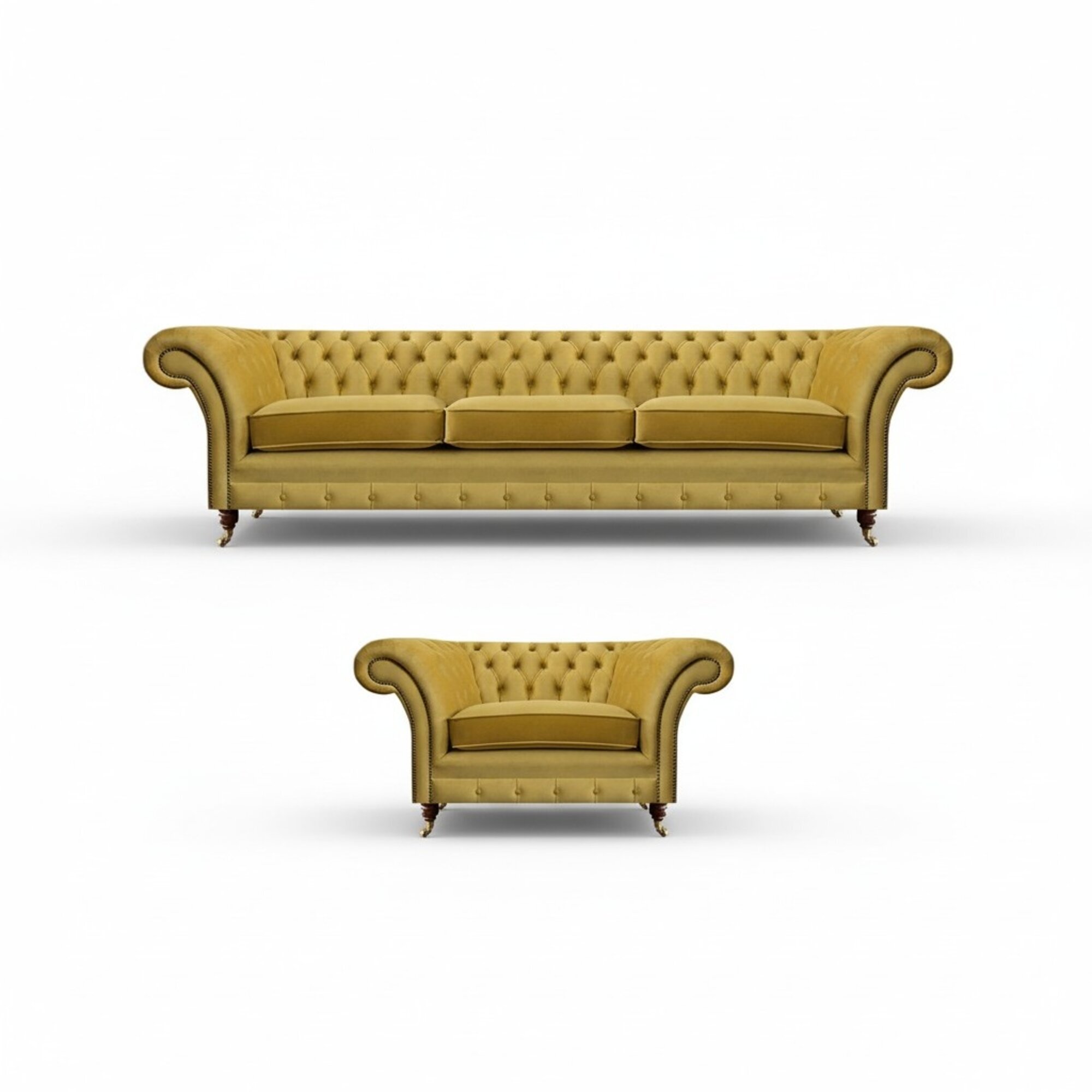 Wohnzimmer Set Sofa Couch Dreisitze 3+1 Sessel Sofagarnitur Chesterfield