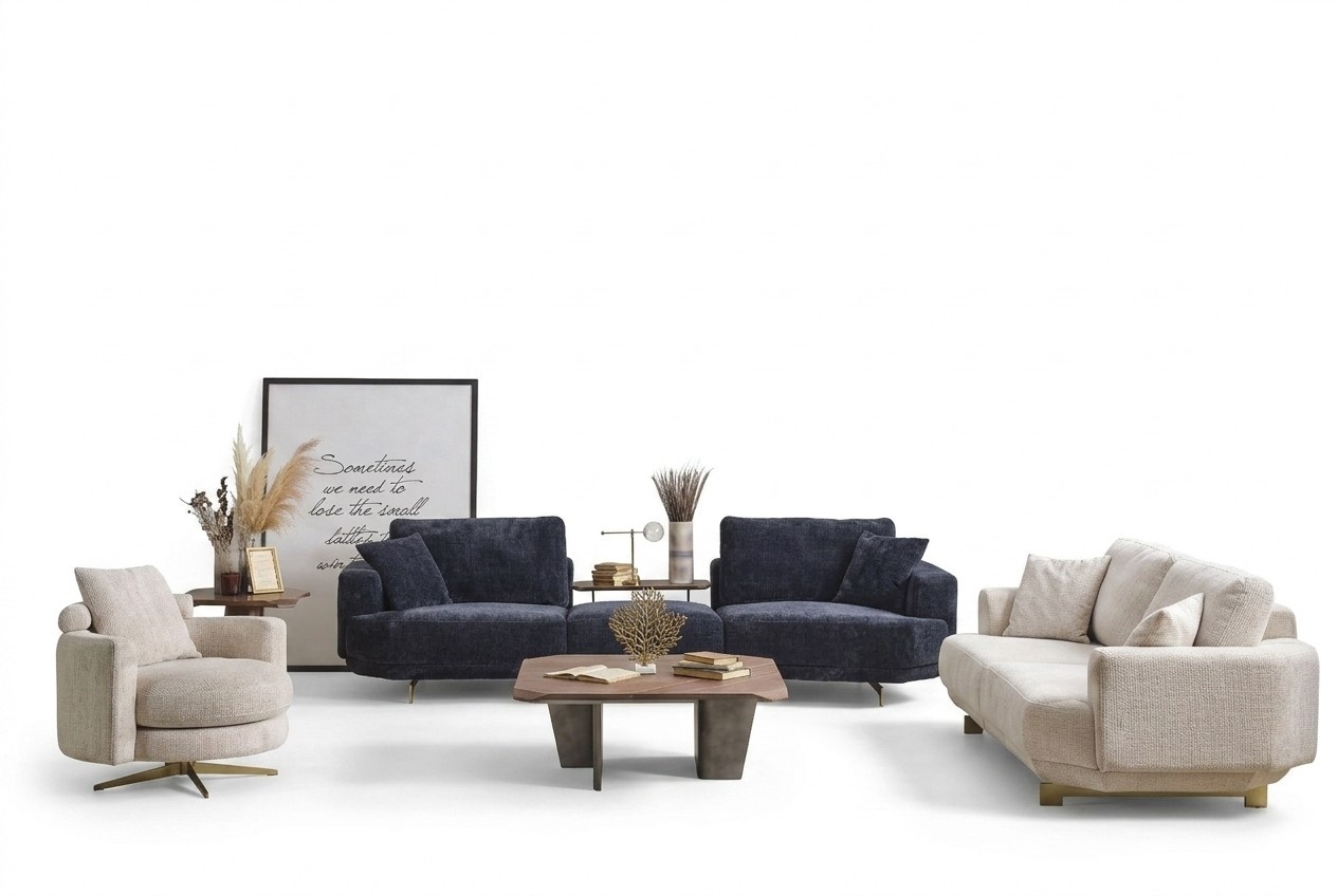 Wohnzimmer Sofa Set 4+3+1 Sitzer Design Couch MÃ¶bel Textil Polster