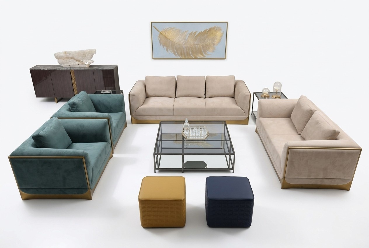 Wohnzimmer Sofagarnitur 3+3 Sitzer Modern Set Design Sofa Couch MÃ¶bel