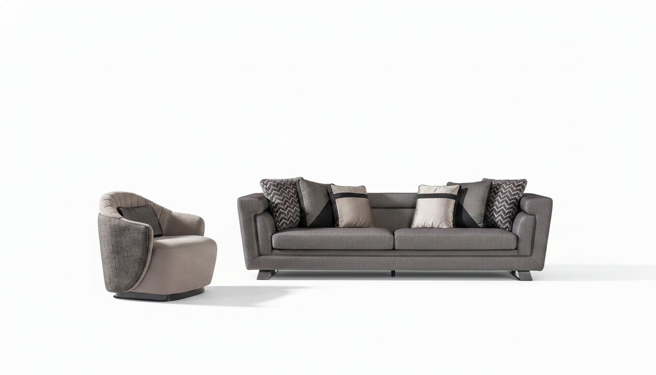 Wohnzimmer Sofagarnitur Grau Dreisitzer Sessel Luxus Couch Set 4 1 Sitzer