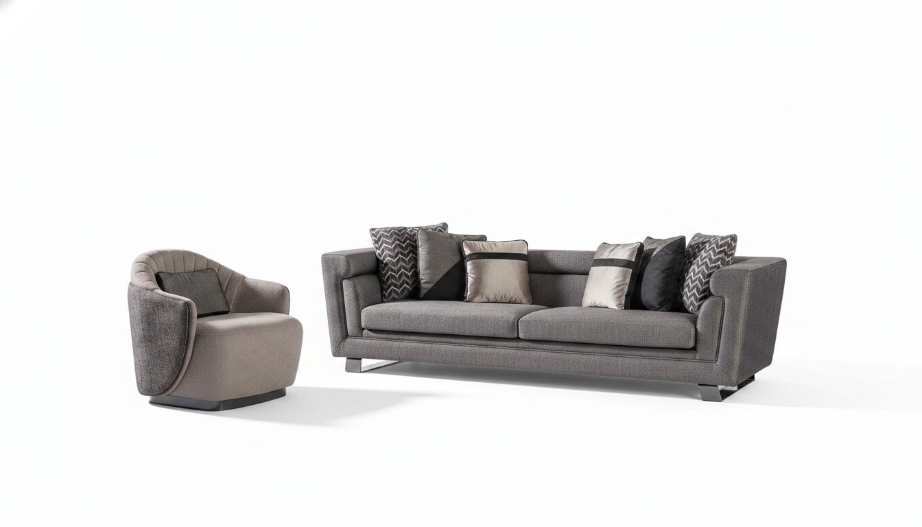 Wohnzimmer Sofagarnitur Grau Dreisitzer Sessel Luxus Couch Set 4 1 Sitzer