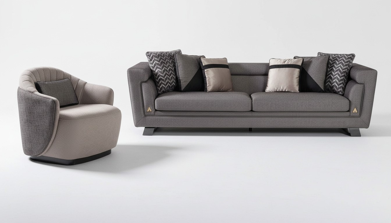 Wohnzimmer Sofagarnitur Grau Dreisitzer Sessel Luxus Couch Set 4 1 Sitzer