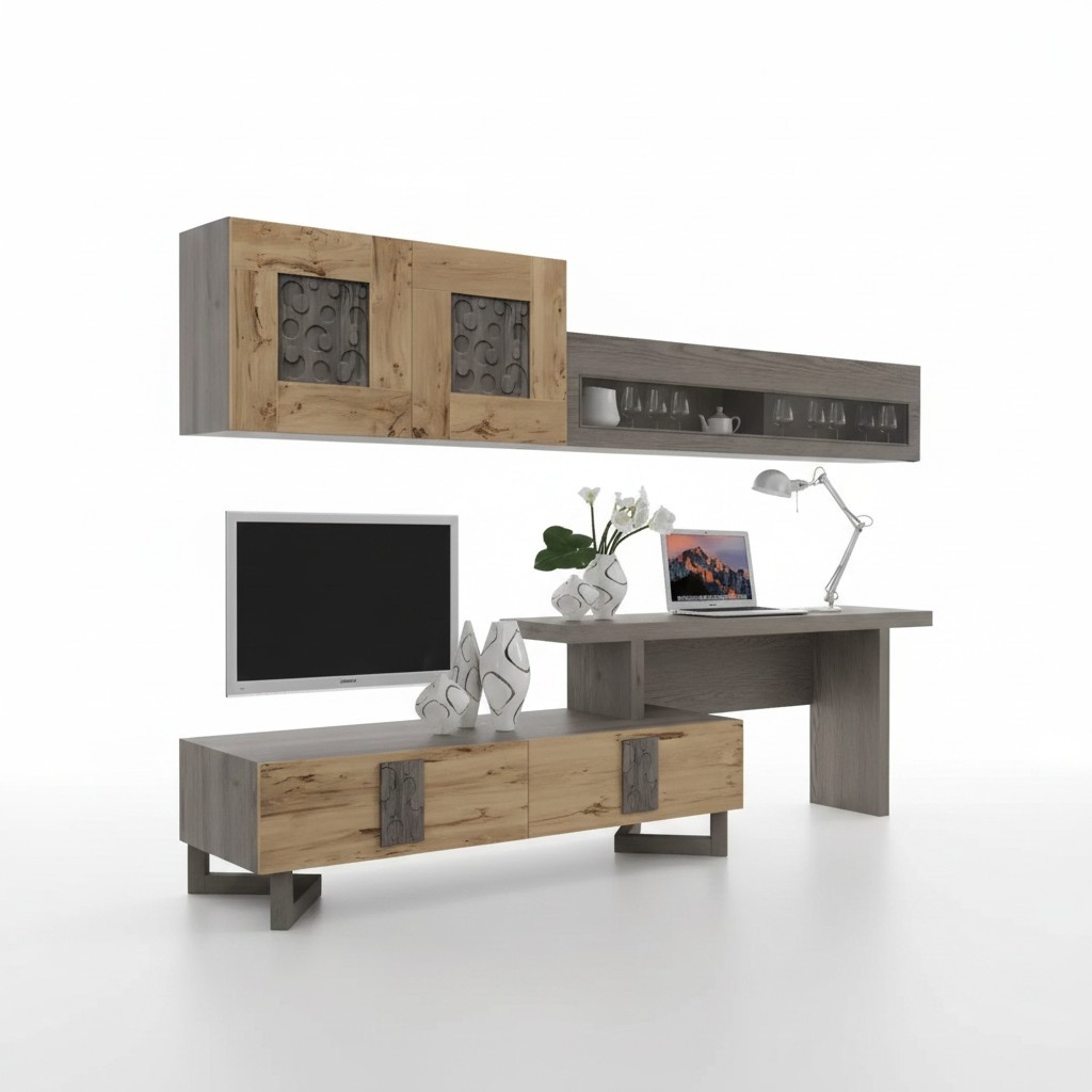 Wohnzimmer Wohnwand rtv Lowboard Holz Braun MÃ¶bel Fernseh Anbei Wand