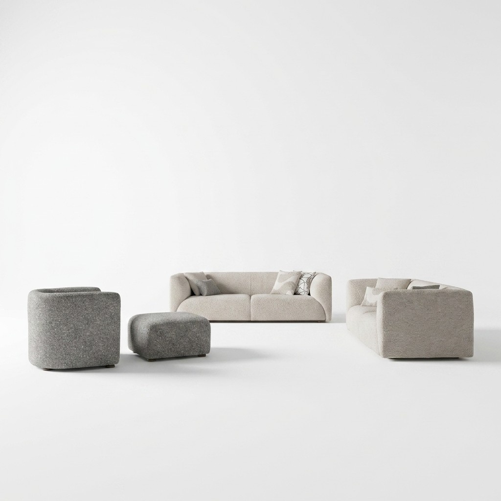WohnzimmermÃ¶bel 4tlg Sofagarnitur 2x Dreisitzer Sofa Luxus Hocker Neu Sessel