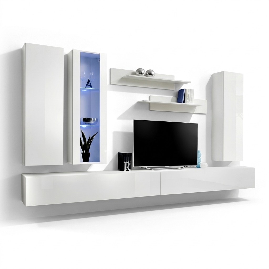 WohnzimmermÃ¶bel Designer WeiÃ Wohnwand TV StÃ¤nder Sideboard Modern Wandschrank