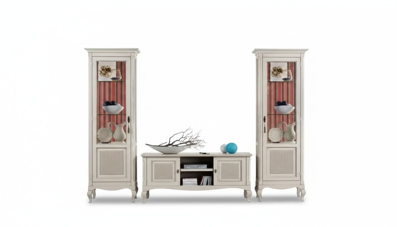 WohnzimmermÃ¶bel Set Wohnzimmer TV-StÃ¤nder 2x Vitrine 3tlg. Wohnwand