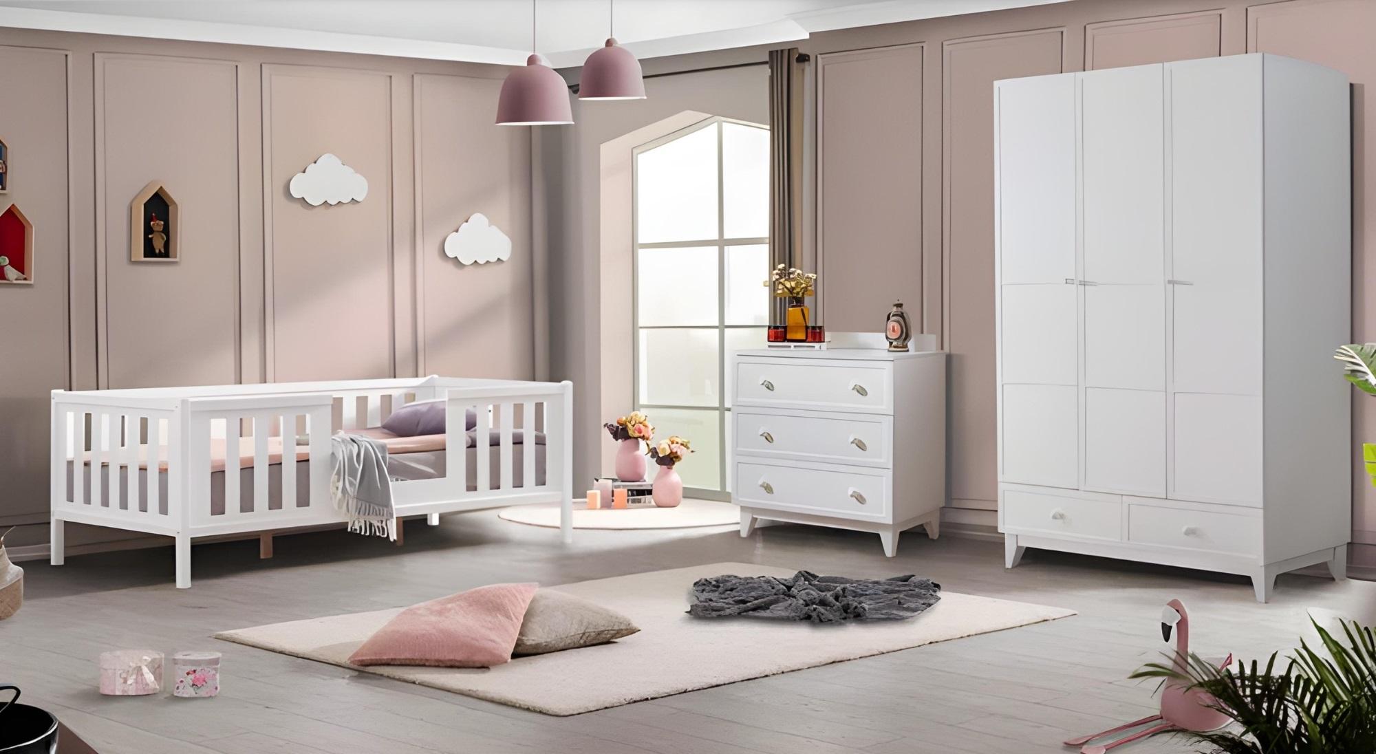 Kinderzimmer 3tlg MÃ¶bel Komplettzimmer Kinderbett WeiÃ Kleiderschrank Kommod