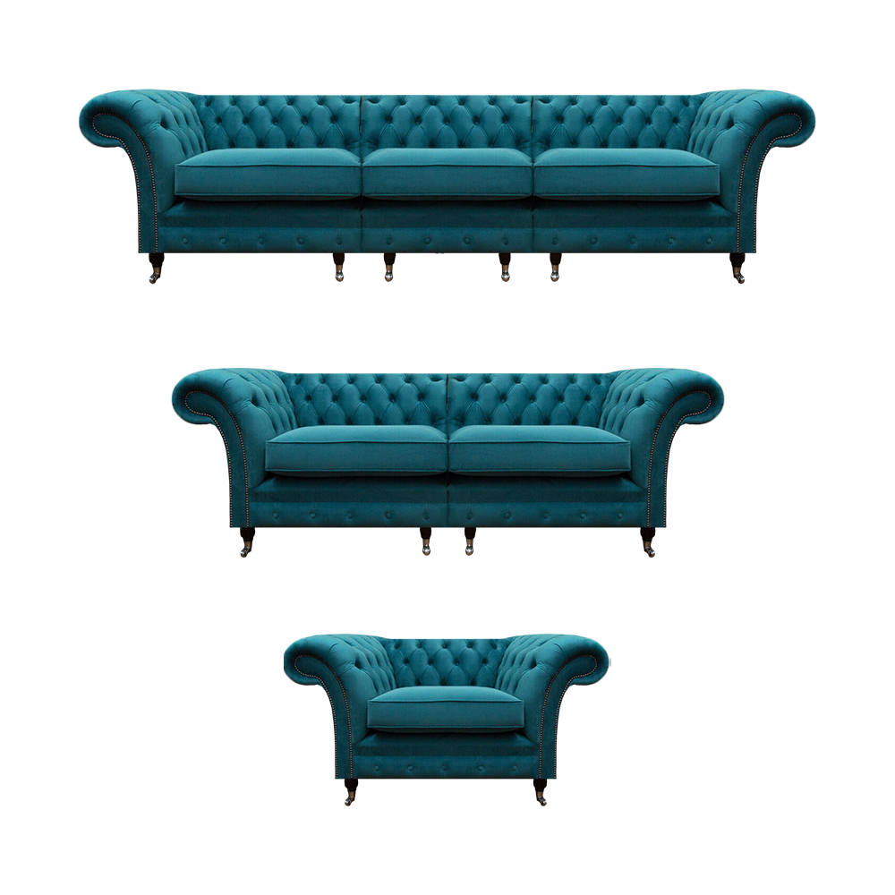 Luxus Set 3tlg Sofas PolstermÃ¶bel Sessel Couch Wohnzimmer Chesterfield