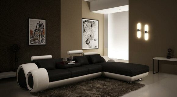 Patentiertes Design Ecksofa Sofa Couch Polster Leder Ecke Wohnlandschaft
